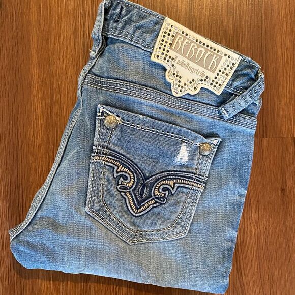 REROCK for EXPRESS Jeans‎ Skinny low rise Embellished distressed light size 0 - Picture 2 of 14